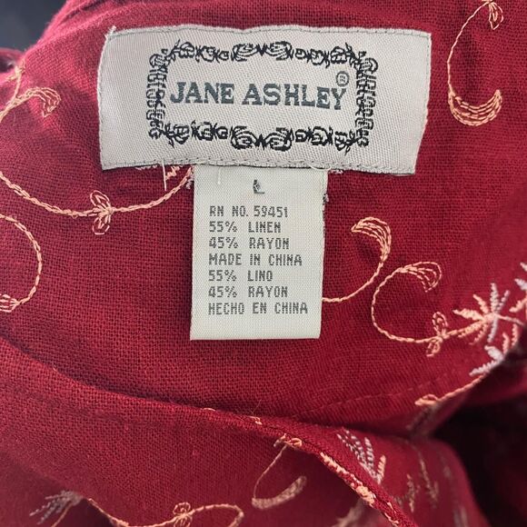 Romantic Linen Flower Embroidered Midi Maxi Dress L Jane Ashley - Picture 7 of 7